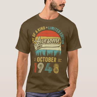 Camiseta Outubro de 1948 Vintage, 75 anos, Retro 75.o Nasci