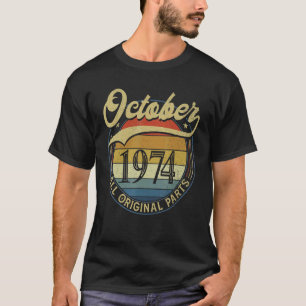 Camiseta Outubro de 1974 Todas as Partes Originais Vintage