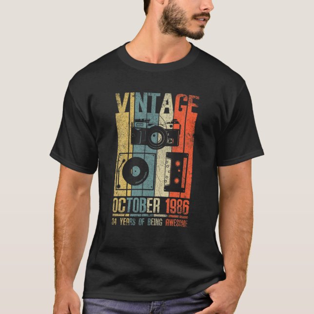 Camiseta Outubro De 1986 T 34 Anos 1986 Apresente De Aniver (Frente)