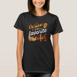 Camiseta Outubro De Ação De Graças É Minha Coloração Favori