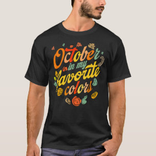 Camiseta Outubro De Ação De Graças É Minha Coloração Favori