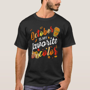 Camiseta Outubro De Ação De Graças É Minha Coloração Favori