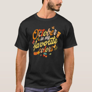 Camiseta Outubro De Ação De Graças É Minha Coloração Favori