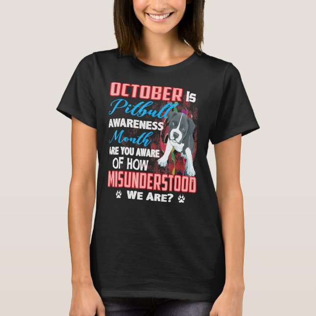 Camiseta Outubro é o mês de consciência de Pitbull (Frente)