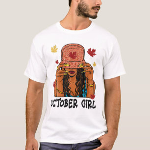 Camiseta Outubro Girl Afro African American Melanin Happy B