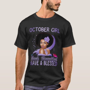 Camiseta Outubro Menina Negra Bonita Corajosa E Abençoada P
