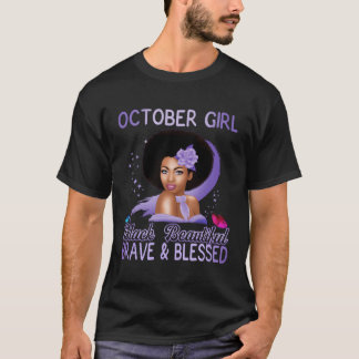 Camiseta Outubro Menina Negra Bonita Corajosa E Abençoada P