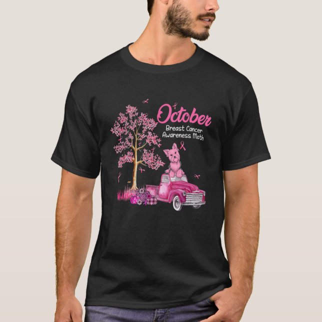 Camiseta Outubro Mês de consciência do câncer de mama Shih  (Frente)