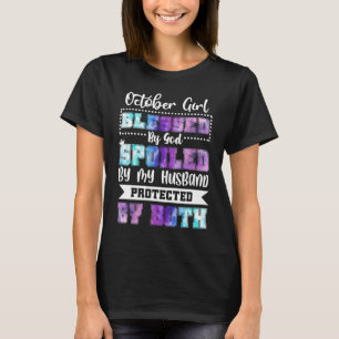 Camiseta Outubro Rapariga Abençoada Por Deus Irritada Pelo