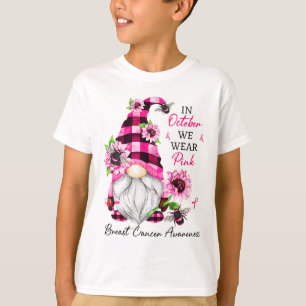 Camiseta Outubro Usamos Gnome Rosa Conscientização do Cânce
