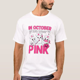 Camiseta Outubro Usamos Rosa Enfermeira Conscientização do
