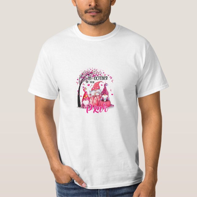 Camiseta Outubro Vestimos Gnomos Rosa (Frente)