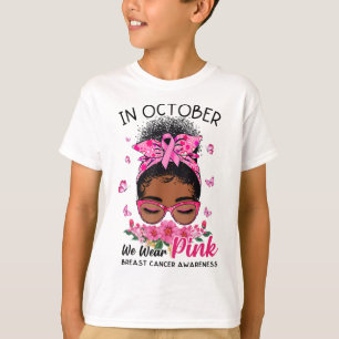 Camiseta Outubro Vestimos mulheres negras cor-de-rosa, mama