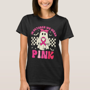 Camiseta Outubro Vestimos o Cancer de Mama Fantasma Rosa do