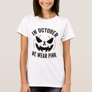 Camiseta Outubro Vestimos o Jacko do Halloween do Cancer ro