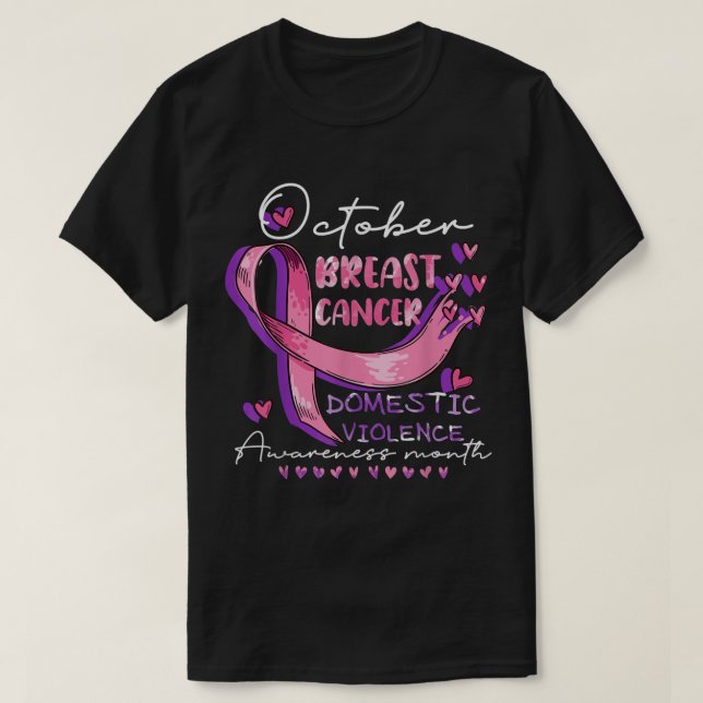 Camiseta Outubro, Violência Doméstica e Awarenes do Cancer  (Frente do Design)