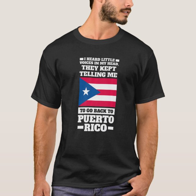 Camiseta Ouvi vozes pequenas na minha cabeça, Puerto rico P (Frente)