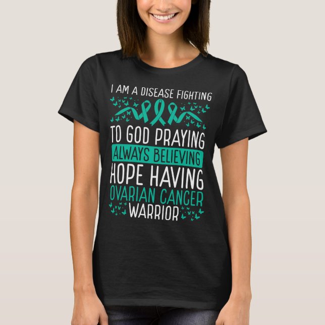 Camiseta Ovarian Cancer Warrior Disease Awareness Ribbon (Frente)