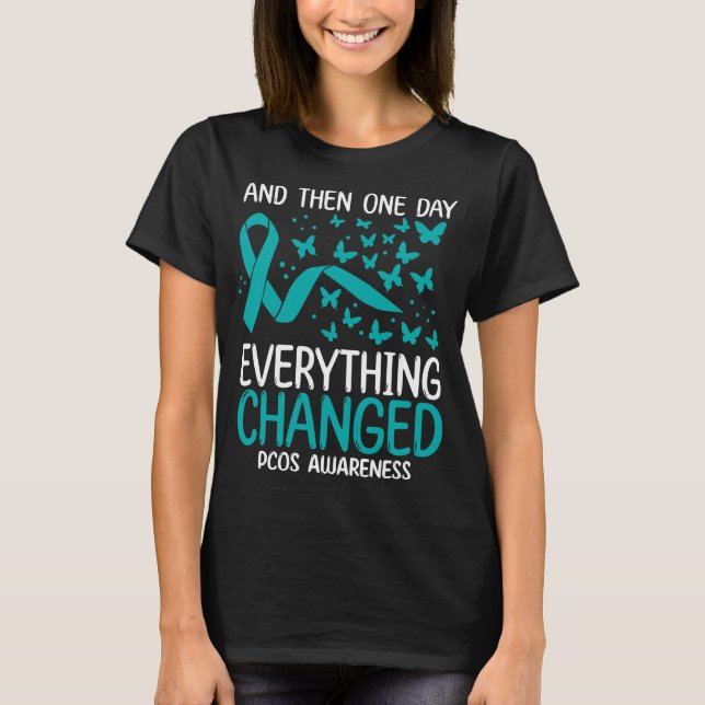 Camiseta Ovary Warrior Ribbon Fighter PCOS Awareness (Frente)