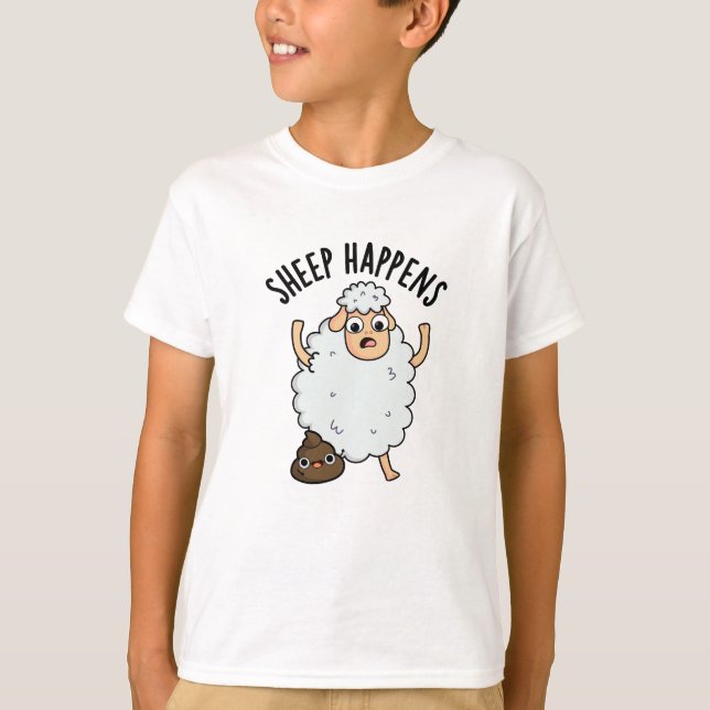 Camiseta Ovelha Acontece Piada de Cocô Engraçada  (Frente)