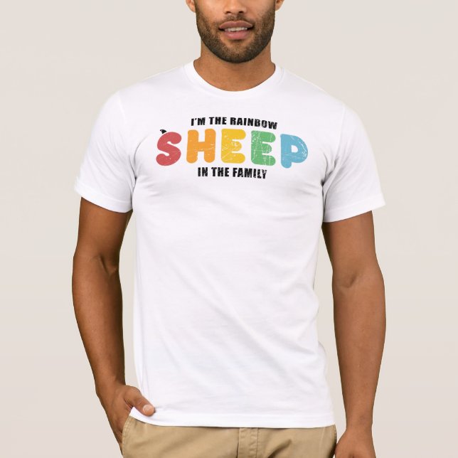 Camiseta Ovelha Arco-Íris Da Família Orgulho gay LGBT (Frente)