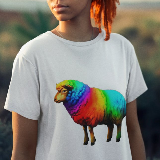 Camiseta Ovelha Arco-Íris Engraçada (Criador carregado)