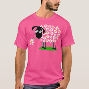 Camiseta Ovelha Bonita Com Lã De Flor Para Meninas