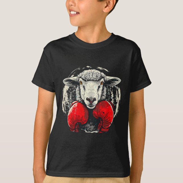 Camiseta Ovelha boxeando com luvas de boxe Kickboxing B div (Frente)