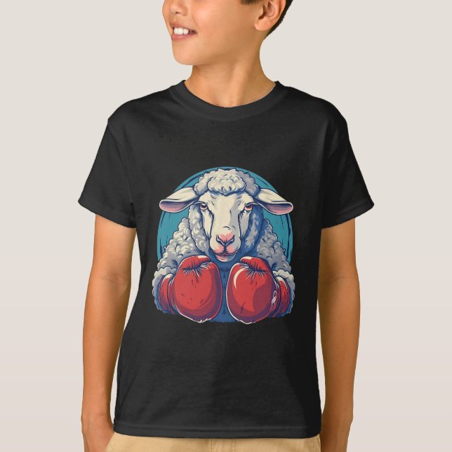 Camiseta Ovelha Boxeando Com Luvas de Boxe Kickboxing Engra (Frente)