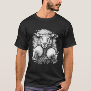 Camiseta Ovelha Boxeando Com Luvas de Boxe Kickboxing Engra