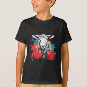 Camiseta Ovelha Boxer Com Luvas de Boxe Kickboxing Engraçad