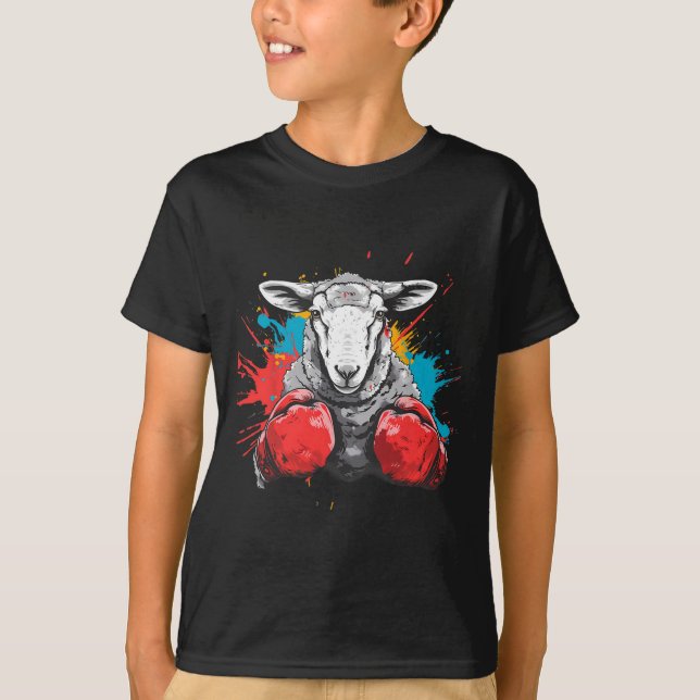 Camiseta Ovelha Boxer Com Luvas de Boxe Kickboxing Engraçad (Frente)