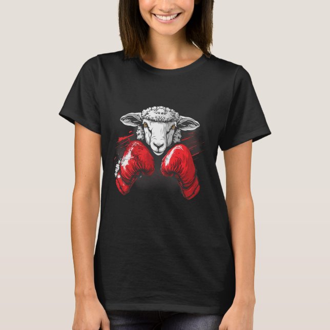 Camiseta Ovelha Boxer Com Luvas de Boxe Kickboxing Engraçad (Frente)