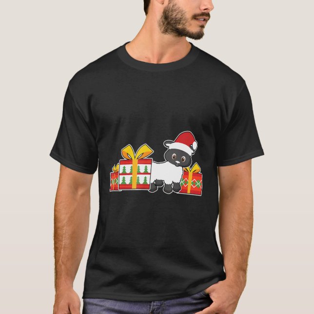 Camiseta Ovelha com Santa Hat, Bela Ovelha de Natal (Frente)