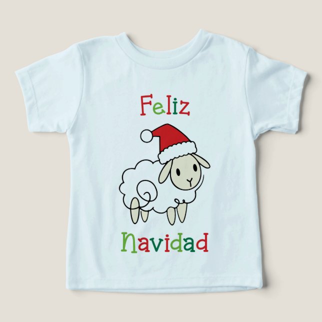 Camiseta Ovelha de Natal Fofa – Feliz Navidad (Design frontal)