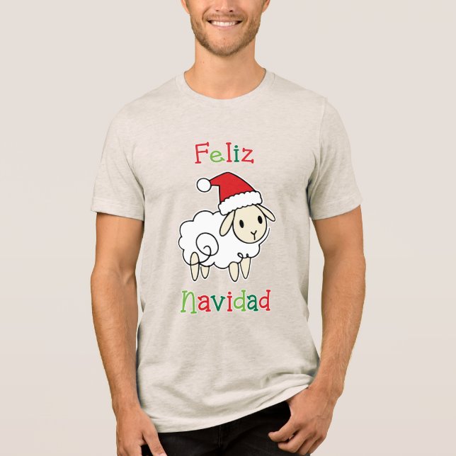 Camiseta Ovelha de Natal Fofa – Feliz Navidad (Frente)