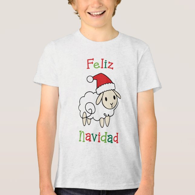 Camiseta Ovelha de Natal Fofa – Feliz Navidad (Frente)