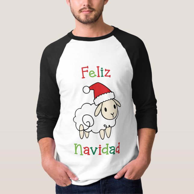 Camiseta Ovelha de Natal Fofa – Feliz Navidad (Frente)