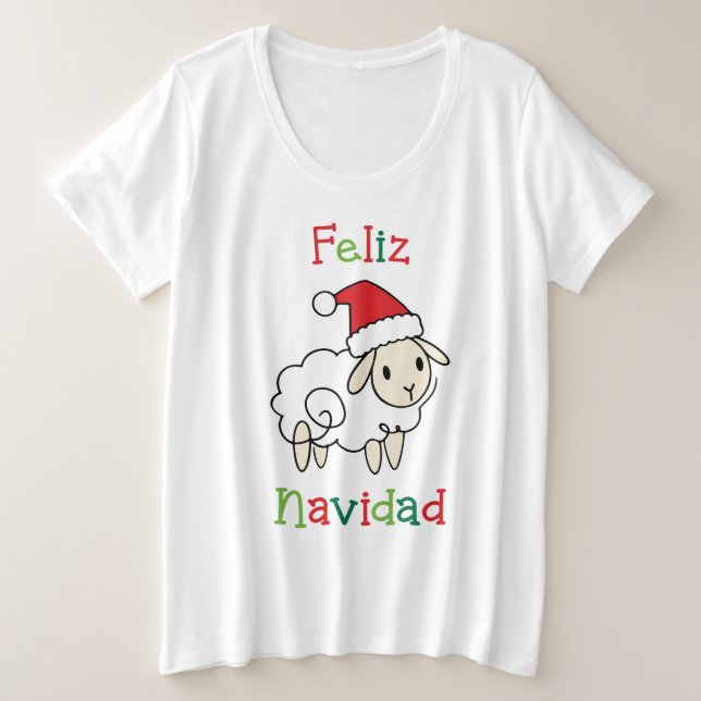 Camiseta Ovelha de Natal Fofa – Feliz Navidad (Frente do Design)