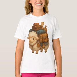 Camiseta Ovelha Fofa de Aventura com Equipamento de Acampam