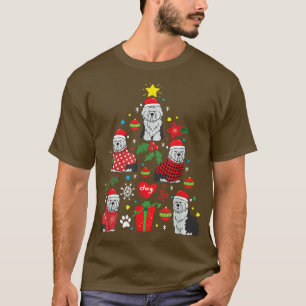 Camiseta Ovelha Inglesa Sheepdog Sheepie Árvore de Natal Xm