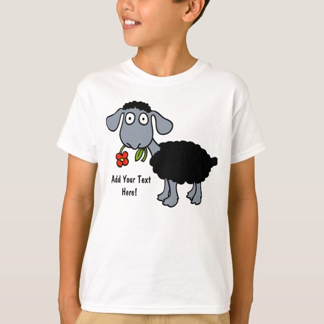 Camiseta Ovelha Negra Cordeiro com Flor Vermelha Personaliz (Frente)