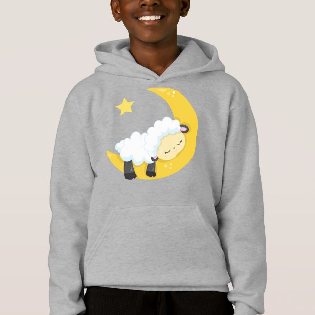Camiseta Ovelhas Bonitas, Ovelhas Dormindo, Lua, Estrelas,  (Frente)
