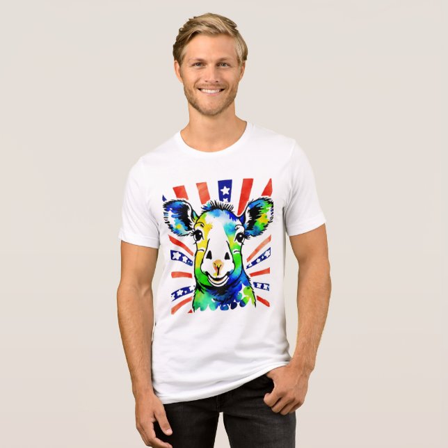 Camiseta Ovelhas coloridas engraçadas em aquarela (Frente Completa)