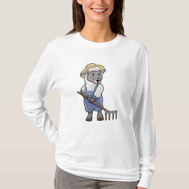 Camiseta Ovelhas como fazendeiros com Rake & Hat (Frente)