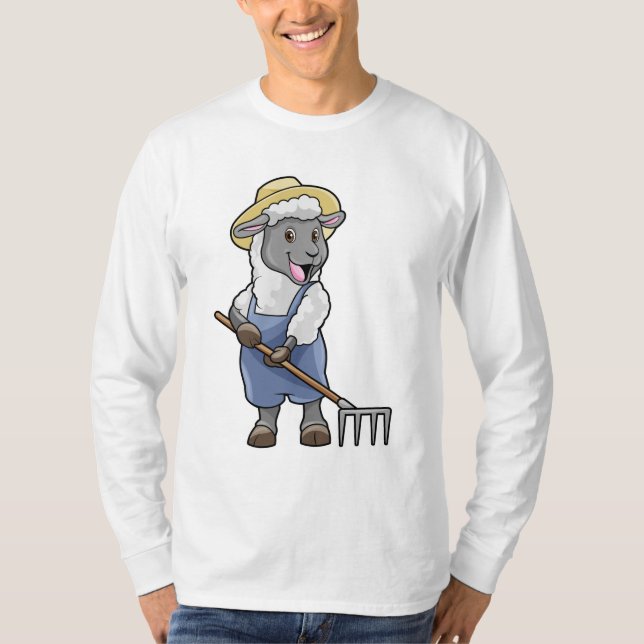 Camiseta Ovelhas como fazendeiros com Rake & Hat (Frente)
