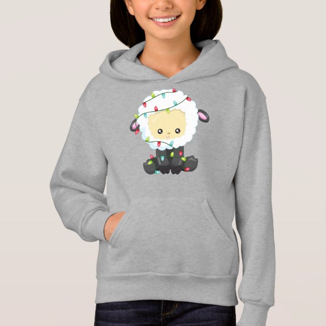 Camiseta Ovelhas de Natal, Luzes de Natal, Ovinos Bons (Frente)