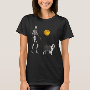 Camiseta Ovelino Inglês Esqueleto Cachorro Caminhando Hallo