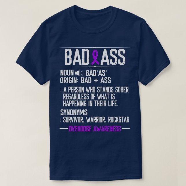 Camiseta Overdose Awareness Badass Clean Life Purple Ribbon (Frente do Design)