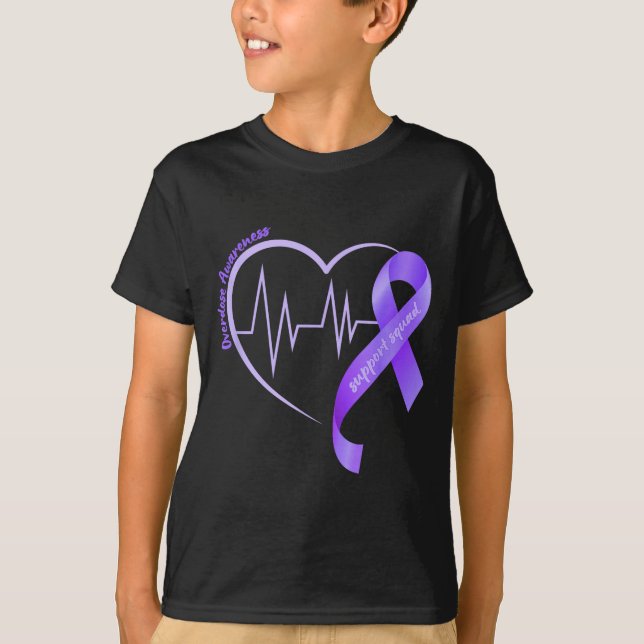Camiseta Overdose Awareness Month Purple Ribbon Heart Suprt (Frente)